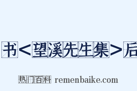 书＜望溪先生集＞后是什么意思的图片